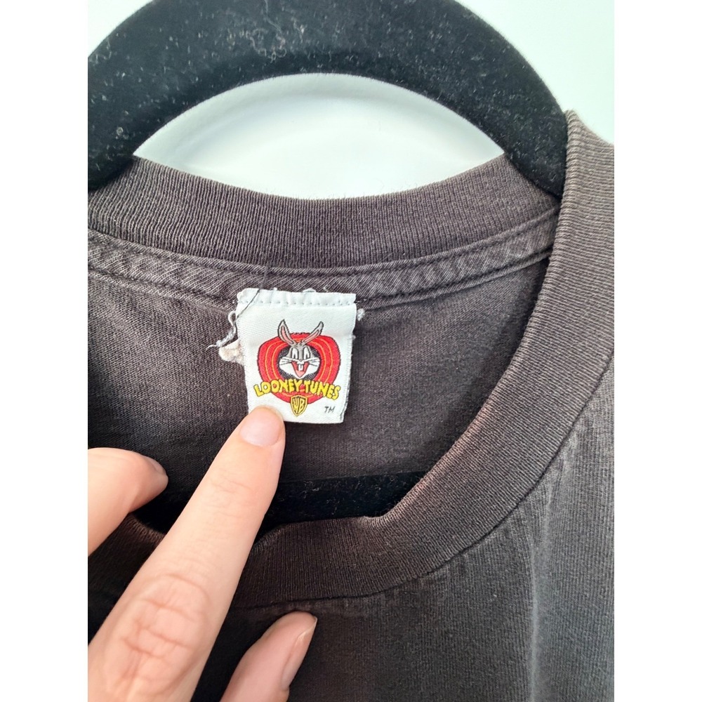 Vintage 1999 Looney Tunes Taz Tasmanian Devil Graphic T-Shirt XL Faded Black_158 - Picture 6 of 11
